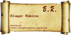 Blayer Rubina névjegykártya